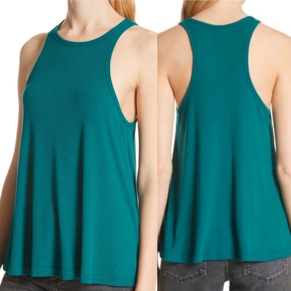 Free People Long Beach Ribbed Knit Tank Top Tunic - Picture 1 of 6